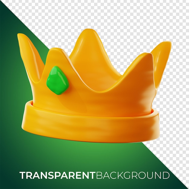 Premium Game gold king crown icon 3d rendering on isolated background PNG