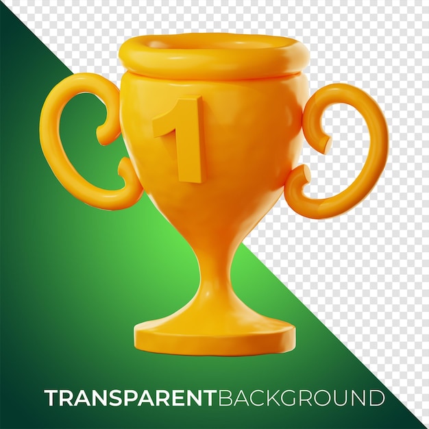 Premium Game gold winner cup icon 3d rendering on isolated background PNG