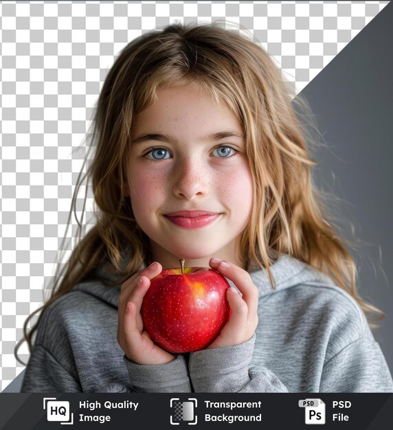 PSD premium the the girl holding an apple