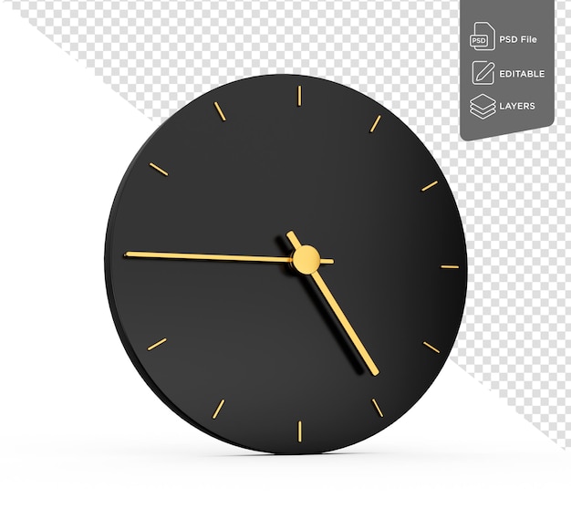 Premium Gold Clock Icon 445 O Clock Quarter To Five Four Forty Five O39Clock Time 3d Illustration