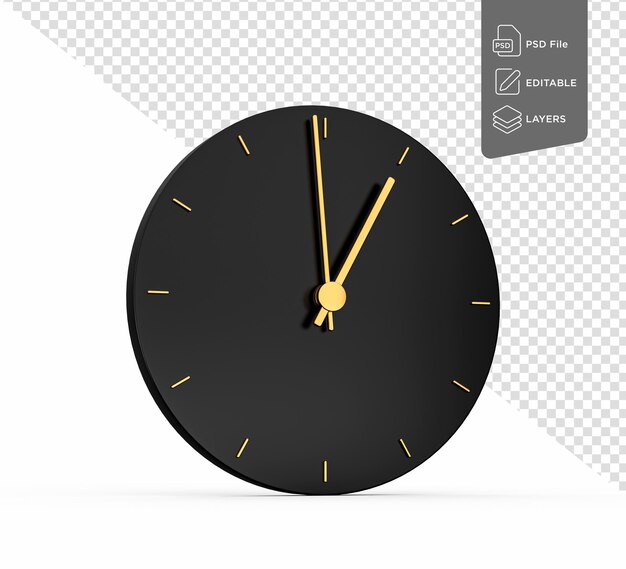 PSD premium gold clock icon isolated 1 o clock on white background one o39clock time icon