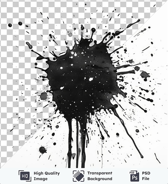 PSD premium grunge splatter tekstura wektorowy symbol rebeliant czarno-biały splatter farby