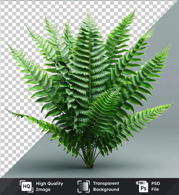 PSD premium of high quality psd fern flower png and psd images featuring a lush green plant and a dark shadow