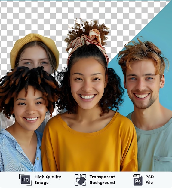 PSD premium of high quality psd group portrait of five happy smiling mixed race multi ethnic friends