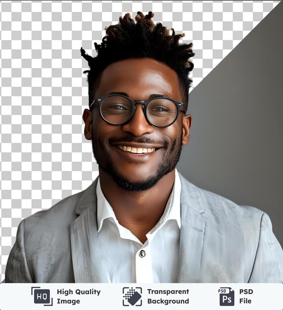 PSD premium of high quality psd happy african american young businessman in formal suit wearing