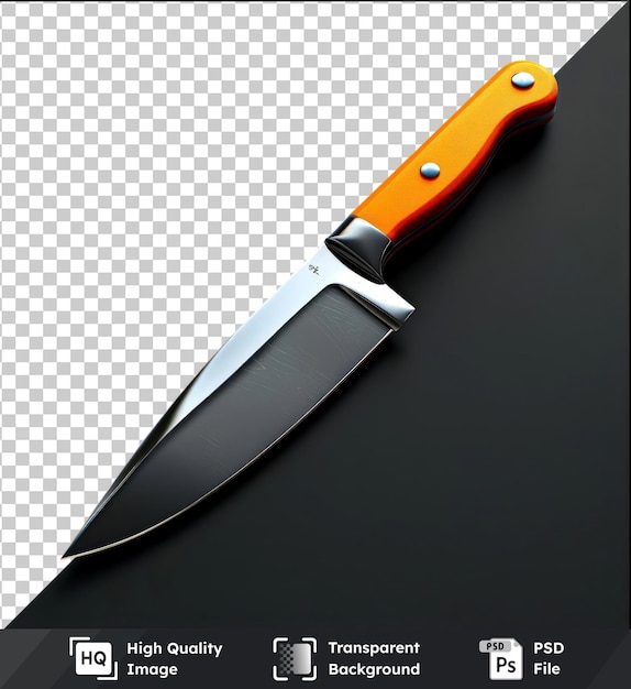 PSD premium of high quality psd kitchen knife with orange steel blade with saved path