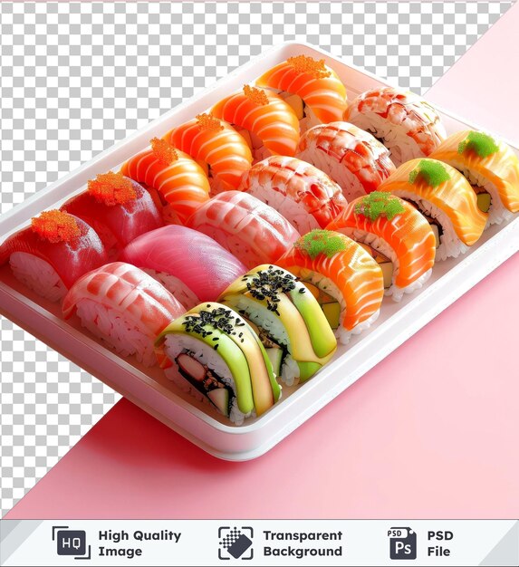 PSD premium of high quality psd maki sushi platter mockup displayed on a green table accompanied by a brown chopstick