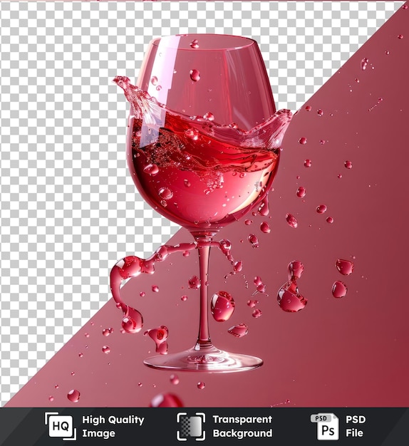 PSD di vino rosso psd di alta qualità spruzzato in un bicchiere di vino trasparente