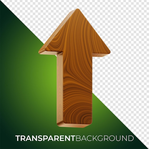 Premium houten pijl teken pictogram 3D-rendering op geïsoleerde achtergrond