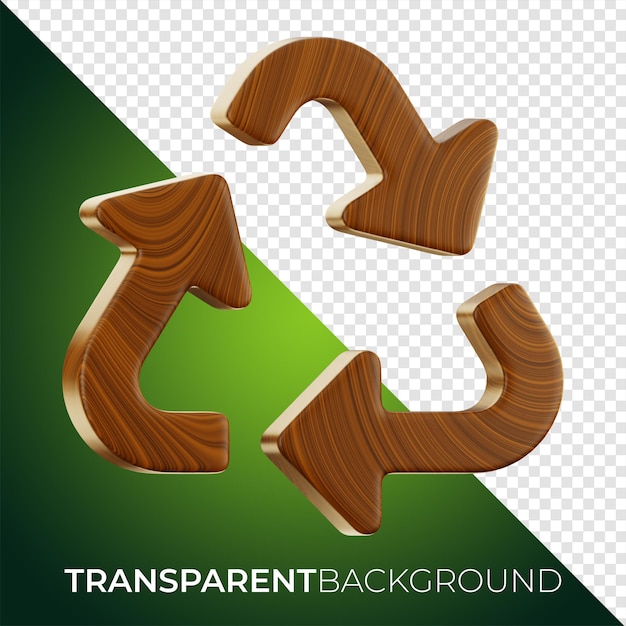 Premium houten pijl teken pictogram 3D-rendering op geïsoleerde achtergrond