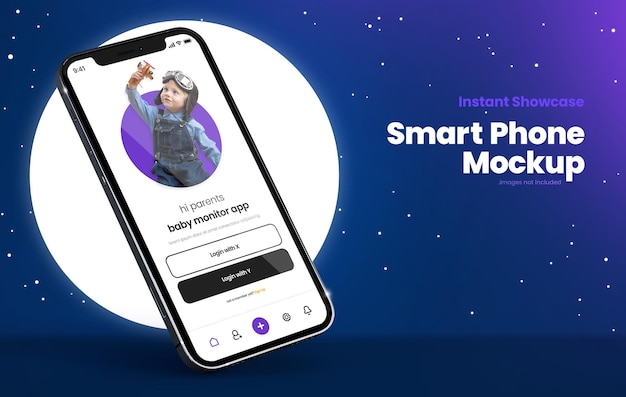 Premium iphone 13-mockup op minimalistische nachtelijke hemel