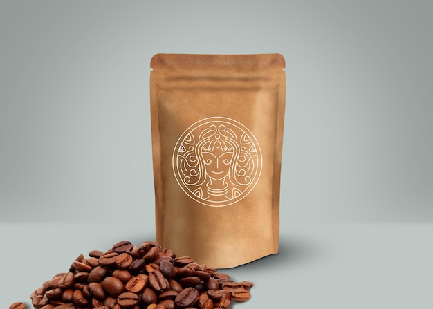 Premium koffiemerk verpakkingspapier mockup