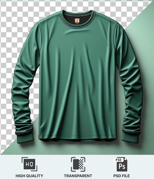 PSD premium long sleeve t shirt with green pattern on a green background