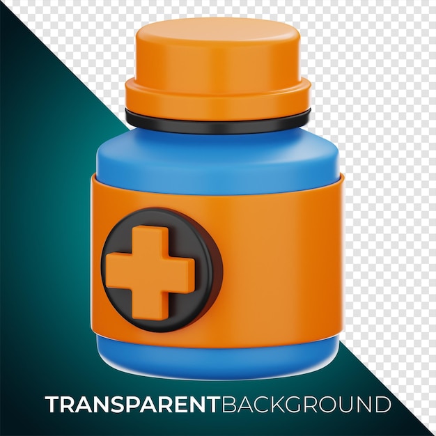 Icona della scatola della pillola della medicina premium rendering 3d su sfondo isolato png