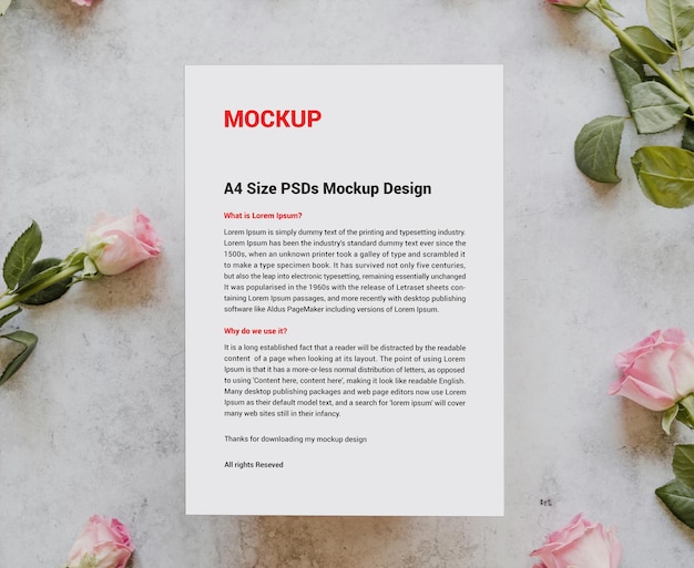 Premium Menu poster pamphlet invoice Letterhead fax cover flyer or Letter free PSD Mockup file