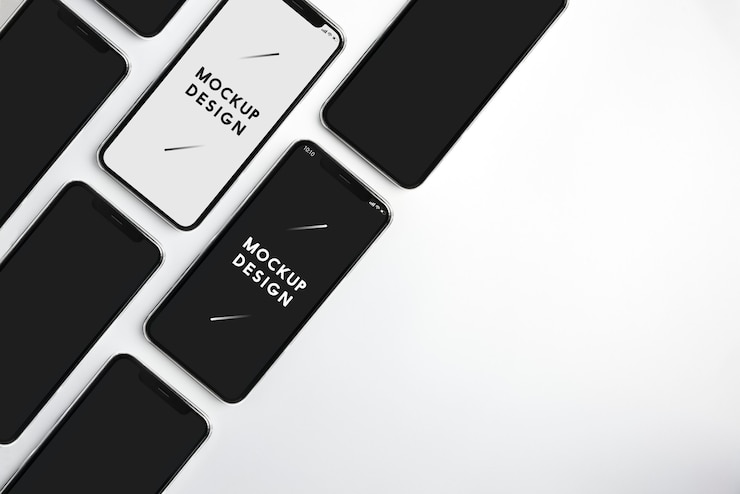PSD premium mobiele telefoon scherm mockup sjabloon