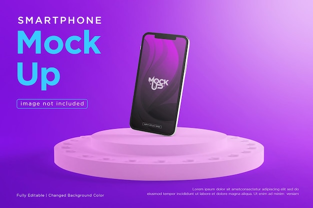 Premium mobile phone screen mockup design on podium