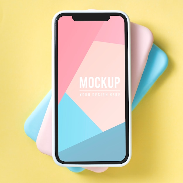 Premium mockupsjabloon voor mobiele telefoon