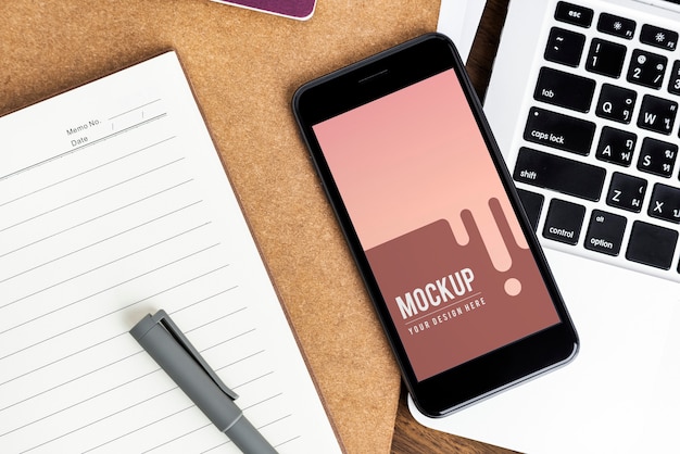 Premium mockupsjabloon voor mobiele telefoon