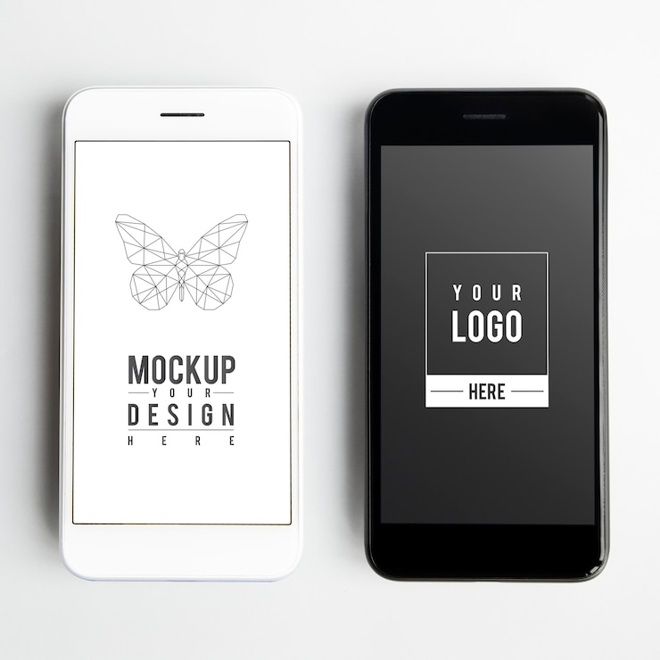 PSD premium mockupsjabloon voor mobiele telefoon