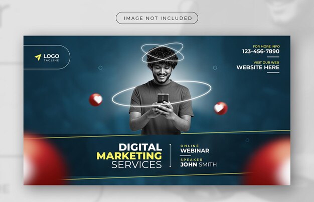 Premium modern digital marketing services online webinar web banner template design