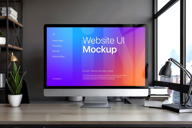 PSD premium monitor computer voor website en ui mockup psd