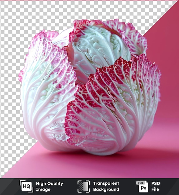 PSD premium napa cabbage in a white vase on a pink table with a pink shadow in the background