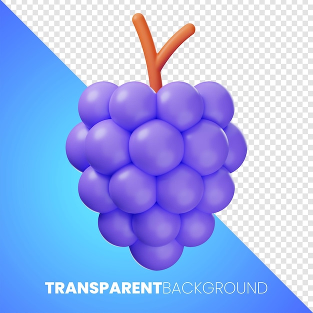 PSD premium niebieski winogronowy jedzenie ikona renderowania 3d na przezroczystym tle w wysokiej rozdzielczości png