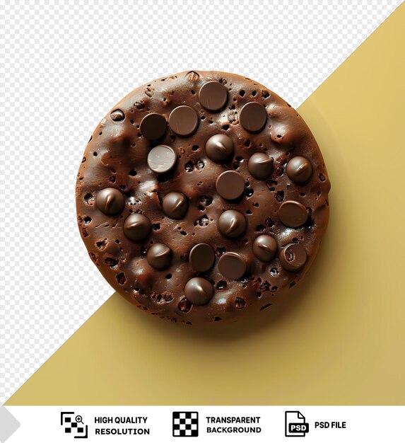 PSD premium of one bold stand alone chocolate chip standing out against a yellow background png psd