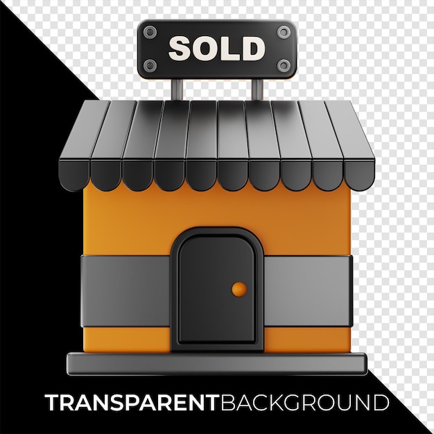 Premium onroerend goed winkel verkoop pictogram 3D-rendering op geïsoleerde achtergrond PNG