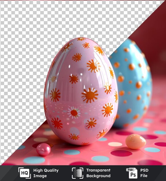 PSD premium painted easter eggs mockup on a pink background