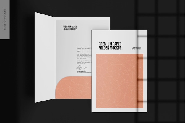 PSD premium paper folder mockup, top view