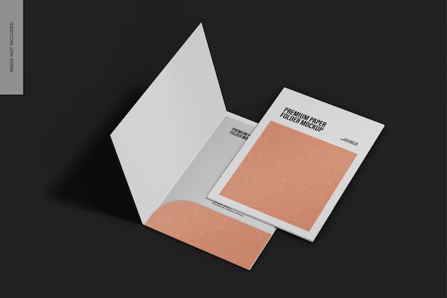 PSD premium paper folders mockup, opened and closed