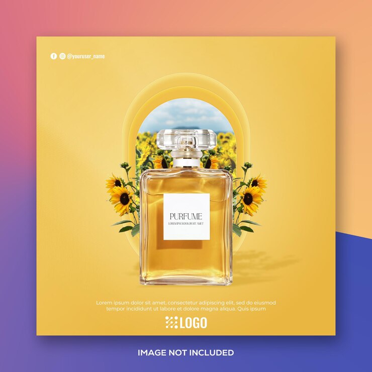 Premium Parfum PSD poster Geur flyer met vierkante foto social media banner of post