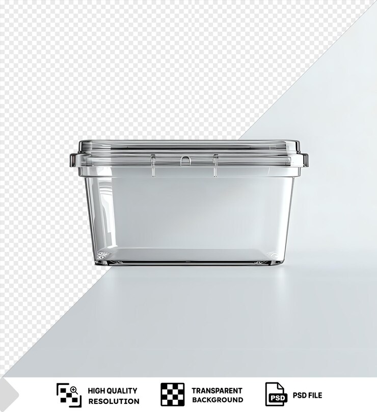 PSD プラスチック箱 透明な背景に白い壁に隔離されたプレミアム png psd