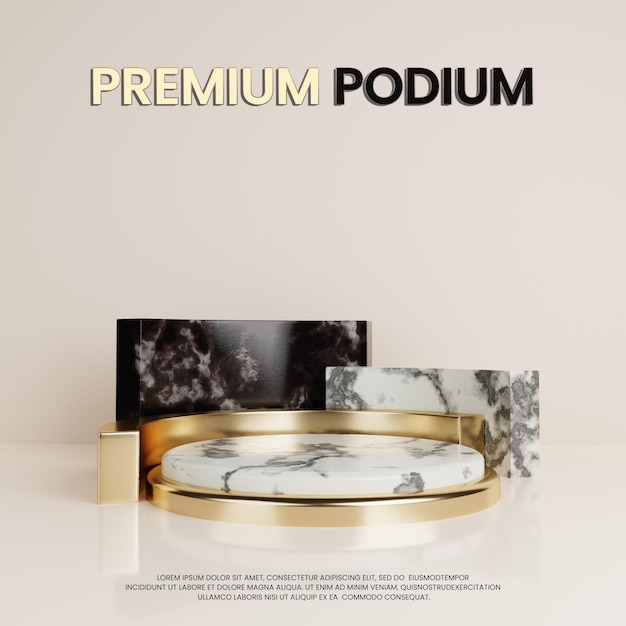 Premium podium met luxe goud en marmer