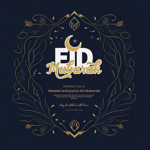 Un modello di post premium e uno sfondo blu che dice eid mubarak