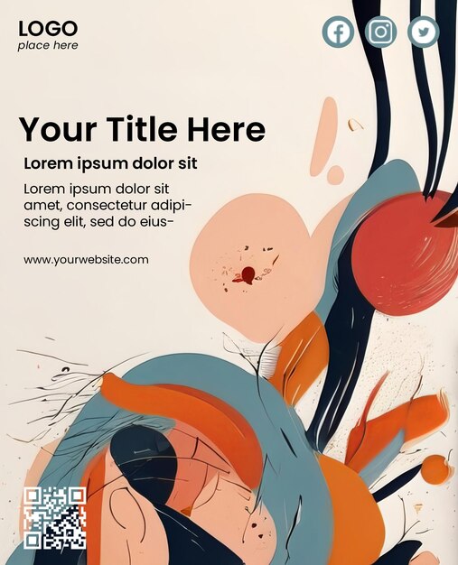 Premium poster template with abstract handdrawn illustration