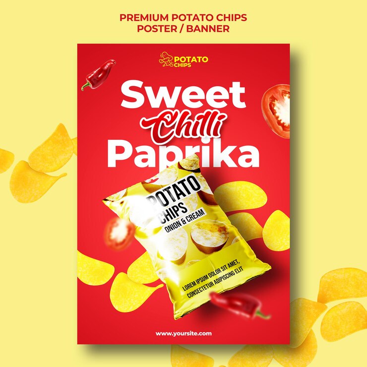 PSD плакат с картофельными чипсами