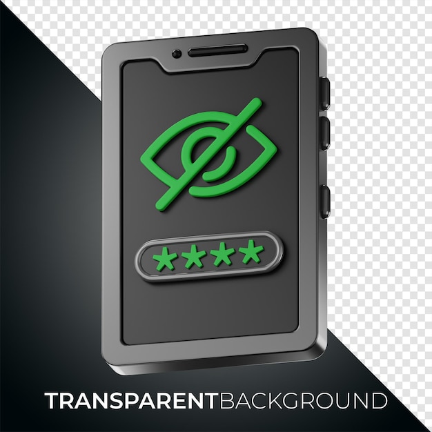 Premium Privacy phone security lock icon 3d rendering on isolated background