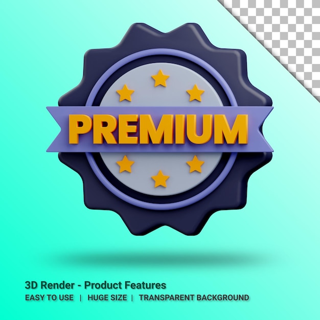 PSD premium product features 3d sticker with transparent background