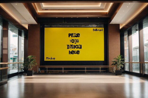 Psd premium mockup di pubblicità per cartelloni pubblicitari con sfondo da sala da ballo