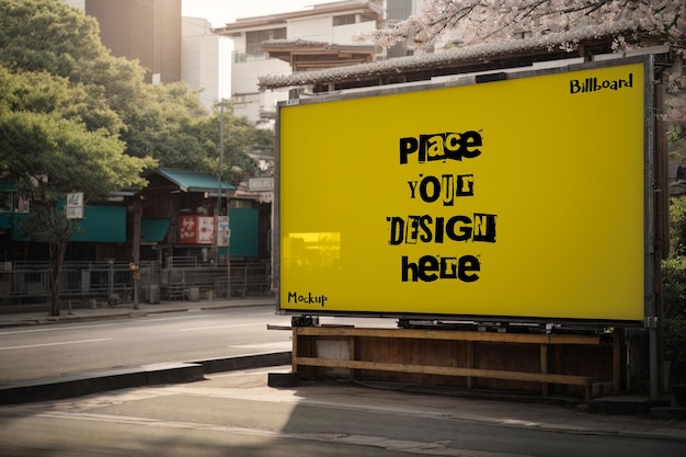 Premium psd billboard advertising mockup with japanese theme