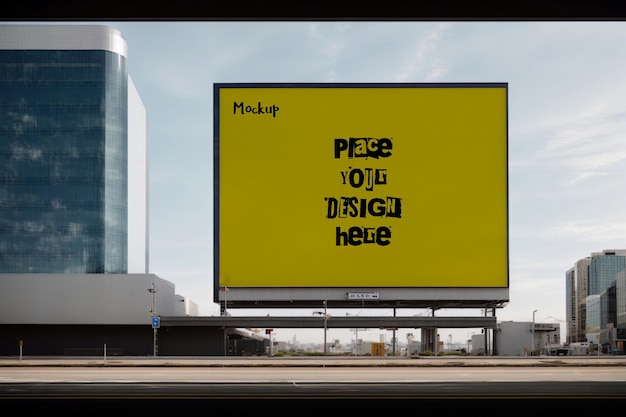 PSD premium psd billboard advertising mockup with modern building