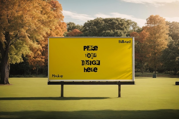 Premium psd billboard advertising mockup with park background