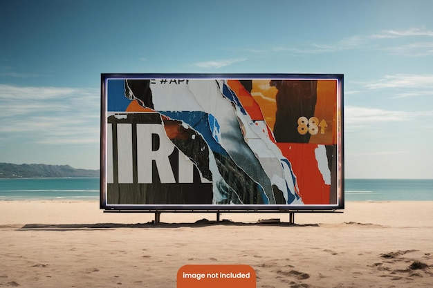 PSD premium psd billboard mockup with beach atmosphere