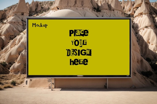 Premium psd billboard mockup with cappadocia pasabag valley