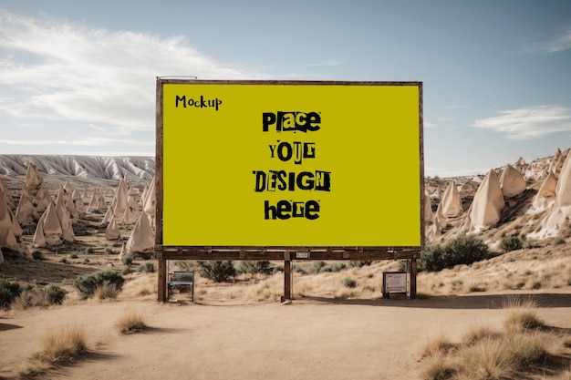 PSD premium psd billboard mockup with cappadocia pasabag valley