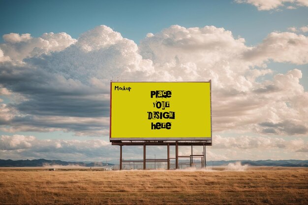 PSD premium psd billboard mockup with sky and clouds