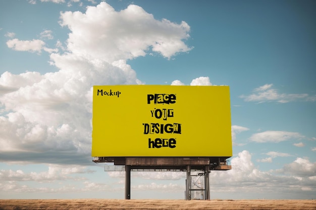 Premium psd billboard mockup with sky and clouds
